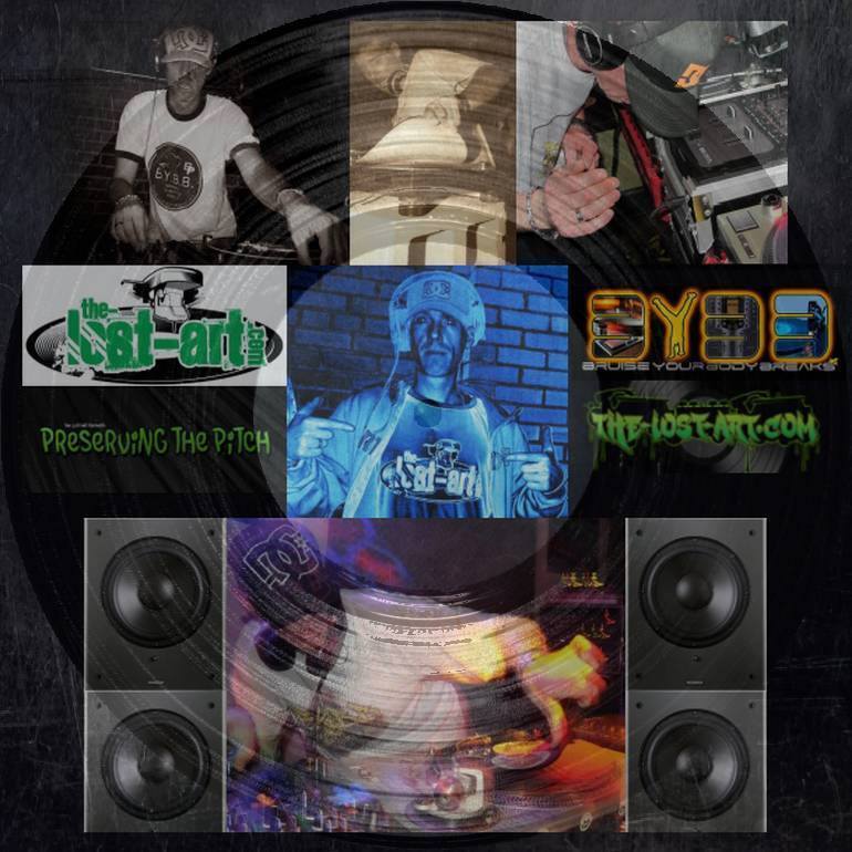 Preserving the Pitch, The-Lost-Art™ collage artwork with DJ Natural Nate®, BYBB logo, and turntable imagery